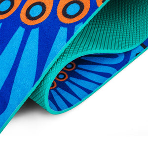 Digital printing suede TPE yoga mat in blue color with non-slip surface