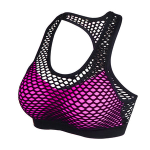 Breathable mesh shockproof sports bra in multiple colors for women