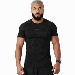Men's camouflage workout t-shirt in various colors and sizes