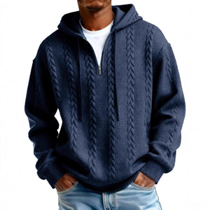Half-zip hooded sweatshirt with long sleeves and padded patch pockets in various colors
