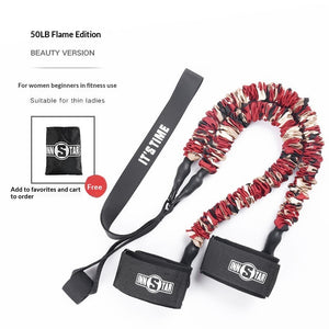 Women's glute training resistance bands in beauty, flame, and naval camouflage colors