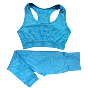 Seamless women's high waist yoga set with crop top in multiple colors