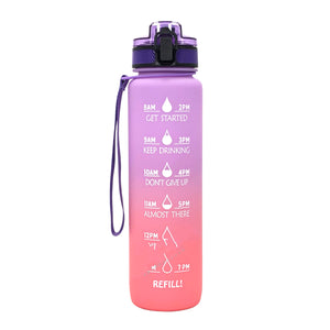 1000ml sports water bottle in various gradient colors made of plastic