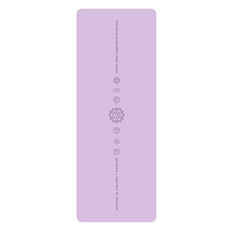 White PU leather yoga mat with natural rubber base rolled out on floor