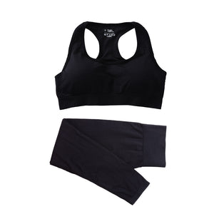 Seamless women's high waist yoga set with crop top in multiple colors