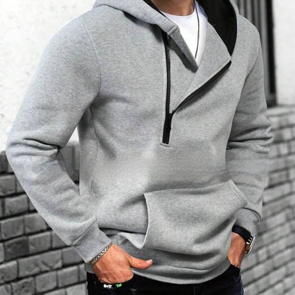 COLOR-BLOCK HOODED HALF-ZIP SWEATSHIRT FOR MEN