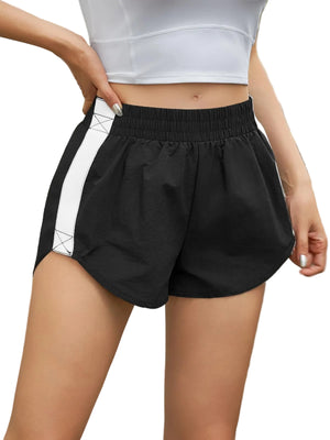 Women's high waisted striped athletic track shorts in multiple colors
