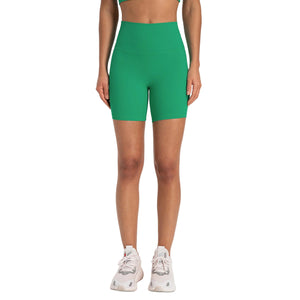 Women's elastic high waist yoga shorts in various colors for fitness and running