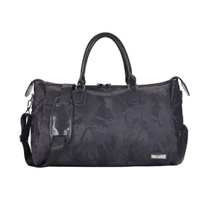 Oxford cloth shoulder gym bag with separate shoe compartment in purple and black