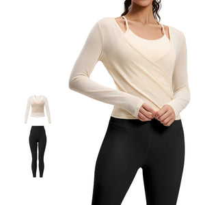 Breathable high-waisted women's yoga set in various colors with long sleeves and tight fit