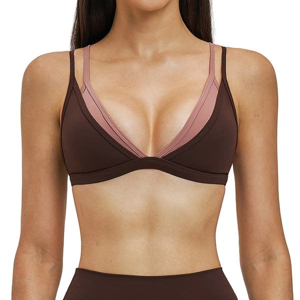 WOMEN'S FAKE TWO-PIECE YOGA SPORTS BRA