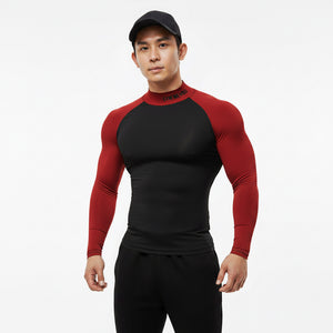 Men's slim fit workout t-shirt with contrast collar colors in various styles
