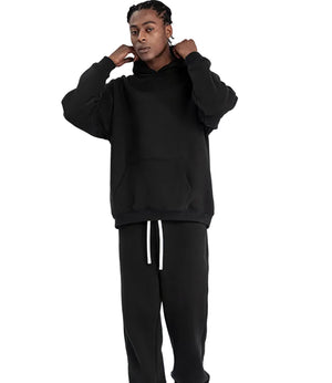 Plush loose sweater suit for men in black and dark grey colors