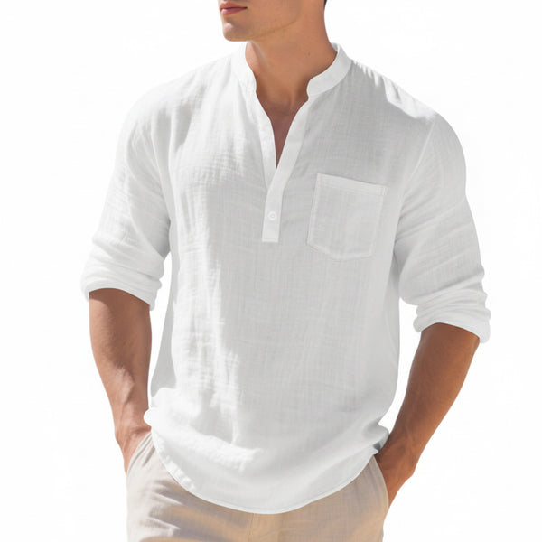 MEN'S AMERICAN STYLE LINEN LONG-SLEEVE T-SHIRT
