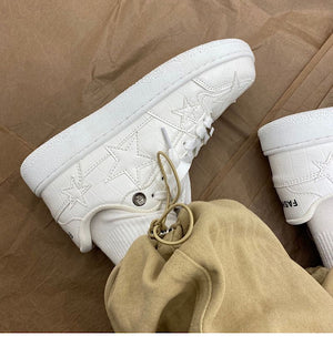 Casual couple German training shoes with thick soles in white and green colors