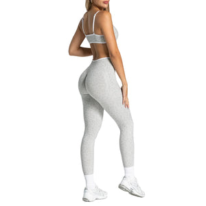 Breathable sports bra and quick-drying yoga pants workout set in multiple colors