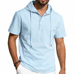 Men's linen slim fit short-sleeve shirt in various colors
