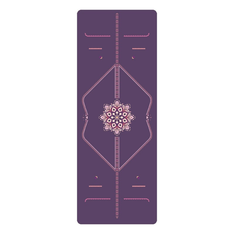 Professional non-slip PU natural rubber yoga mat with pose guide lines in various colors