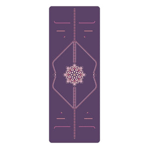 Professional non-slip PU natural rubber yoga mat with pose guide lines in various colors