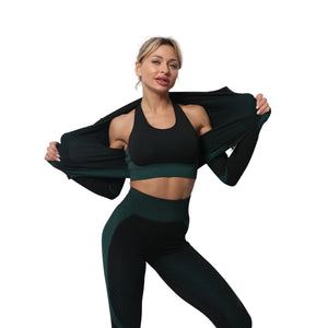 3-piece seamless women's yoga and gym set in various colors