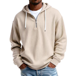 Men's long-sleeve hooded corduroy sweatshirt in various colors
