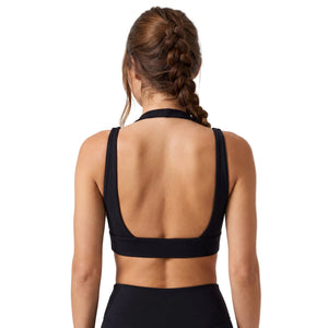 NAKED-FEEL HALTER SPORTS BRA WITH REMOVABLE PADS