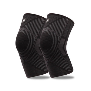 Knee compression sleeves in blue, pink, and black colors