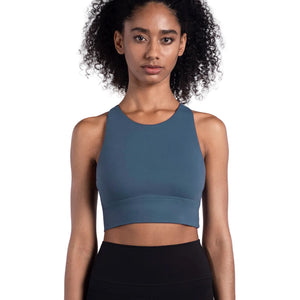 Strappy longline yoga sports bra with cross back in multiple colors
