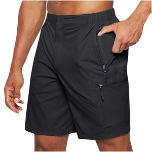 Men's casual elastic waist summer shorts in various colors with straight leg design
