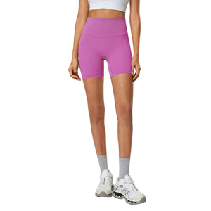 Women's elastic high waist yoga shorts in various colors for fitness and running