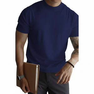 Solid-color summer ice-silk T-shirt pullover in various colors for plus-size wearers