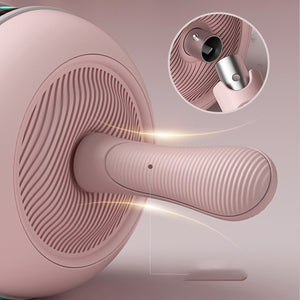 Silent intelligent abdominal wheel in pink and white with lighting effect for home fitness