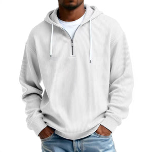 Men's long-sleeve hooded corduroy sweatshirt in various colors
