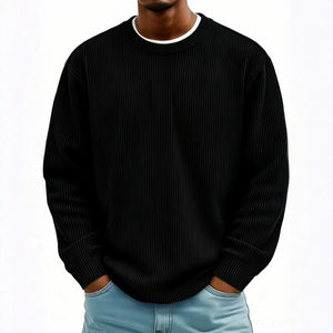 Men's casual long-sleeve crew-neck corduroy sweatshirt in various colors