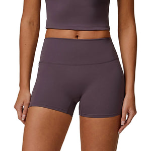 Brushed high waist women's yoga shorts in various colors