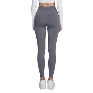 Reflective printed sports leggings with pockets in multiple colors and full-length fit