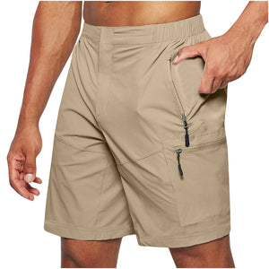 Men's casual elastic waist summer shorts in various colors with straight leg design