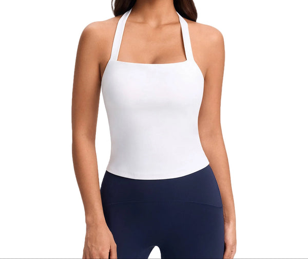 STRAPLESS CAMISOLE WITH BUILT-IN BRA FOR YOGA AND FITNESS