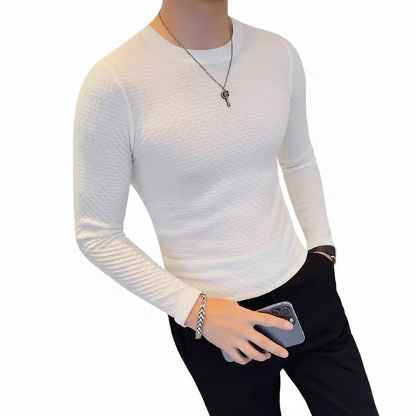 MEN'S SLIM FIT LONG SLEEVE ROUND NECK SHIRT