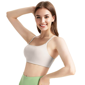 Women's cross back padded sports bra with removable pads in multiple colors
