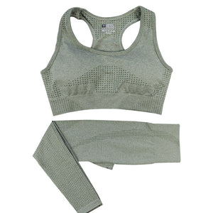 Seamless women's high waist yoga set with crop top in multiple colors