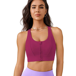 Front zipper high impact yoga sports bra in multiple colors