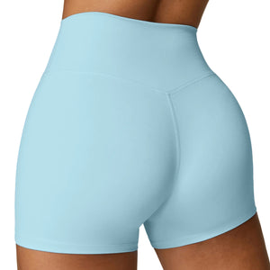 Brushed high waist women's yoga shorts in various colors