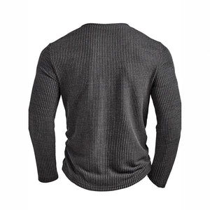 Men's casual slim fit round neck long sleeve shirt in gray