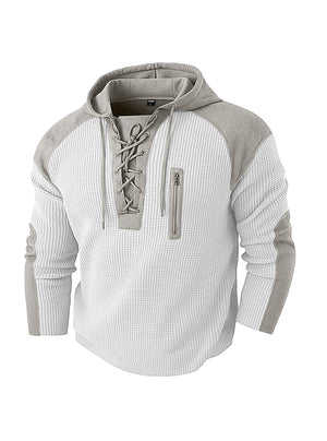 Men's waffle-weave sweatshirt with drawcord in various colors
