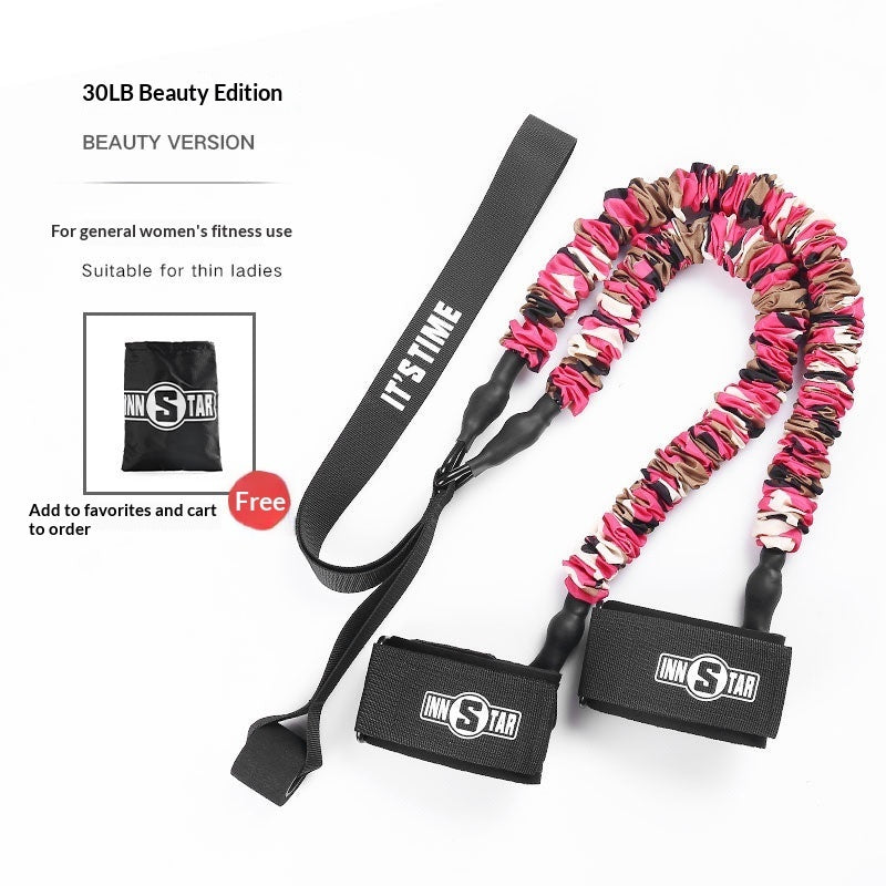 Women's glute training resistance bands in beauty, flame, and naval camouflage colors