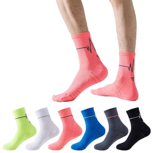 Mid-calf sweat-wicking running socks in multiple colors