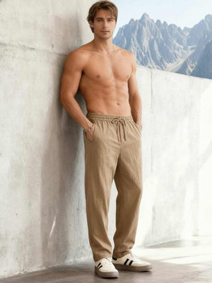 Men's anti-wrinkle stretch casual pants in black with a slim fit