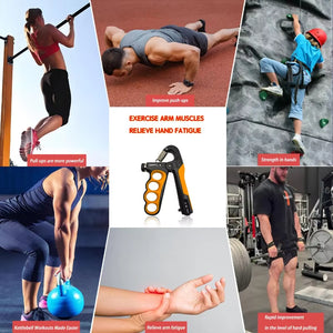 Adjustable hand grip strengthener with automatic counting in multiple colors