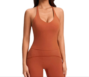 Women's cross back push up yoga vest with breast pad in multiple colors